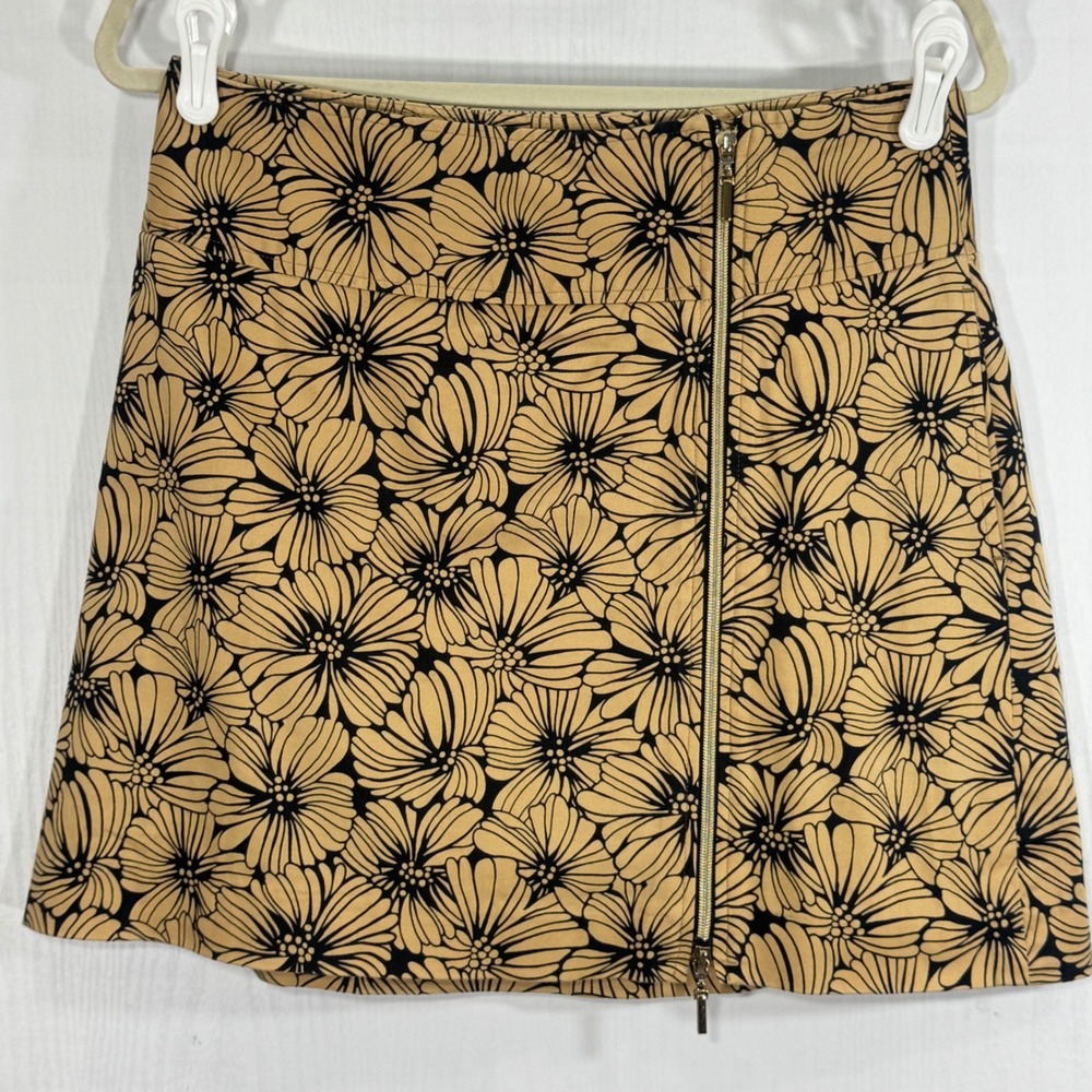 Sport Haley Floral Golf Athletic Mini Skort Women Sz 6 Side Zipper Accent Brown